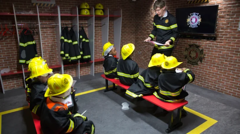 Kids learning about fireman's profession