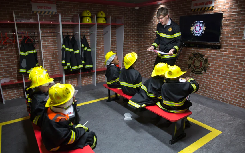 Kids learning about fireman's profession